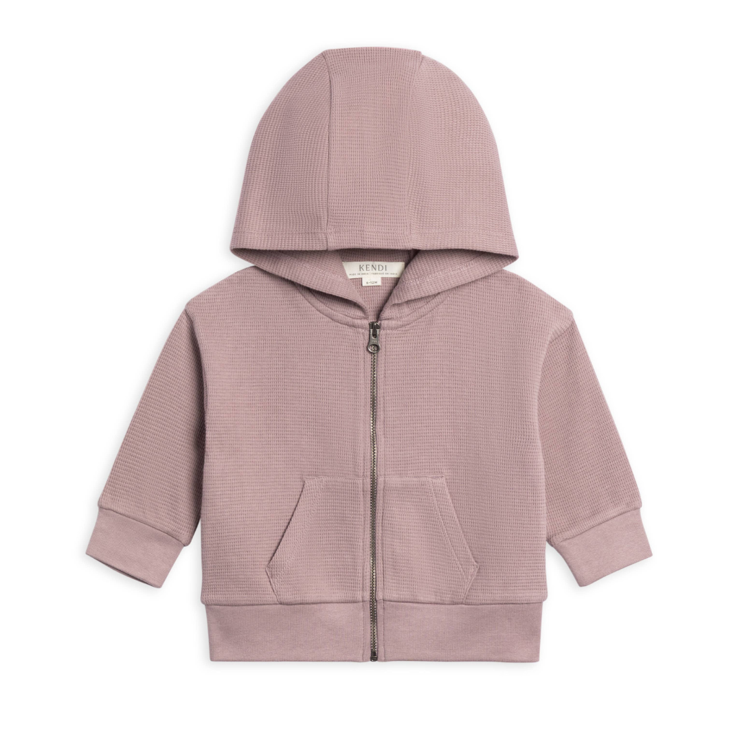 Purple Meyer Waffle Knit Zipper Hoodie