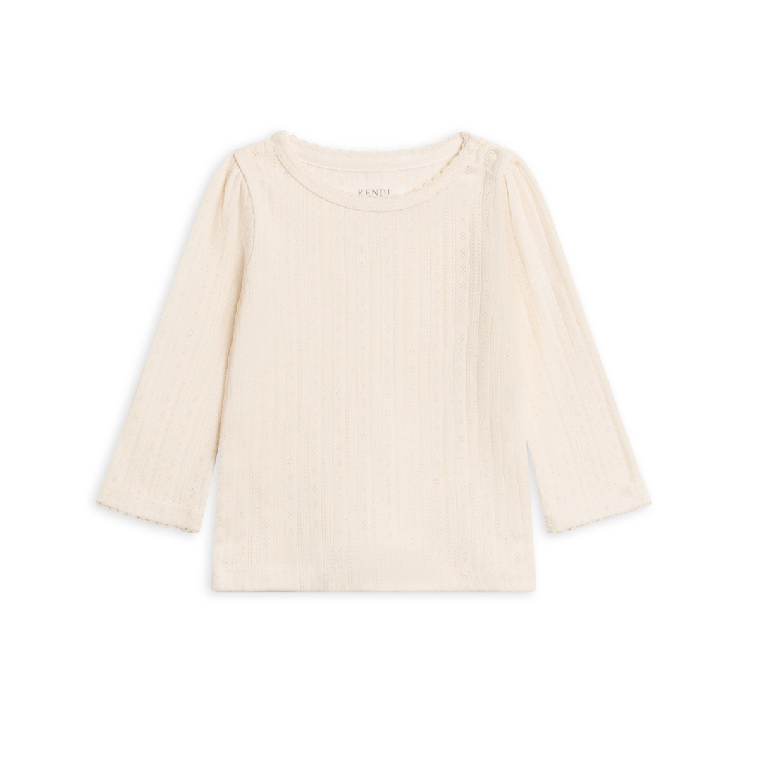 Kate Brushed Back Pointelle Long Sleeve Top