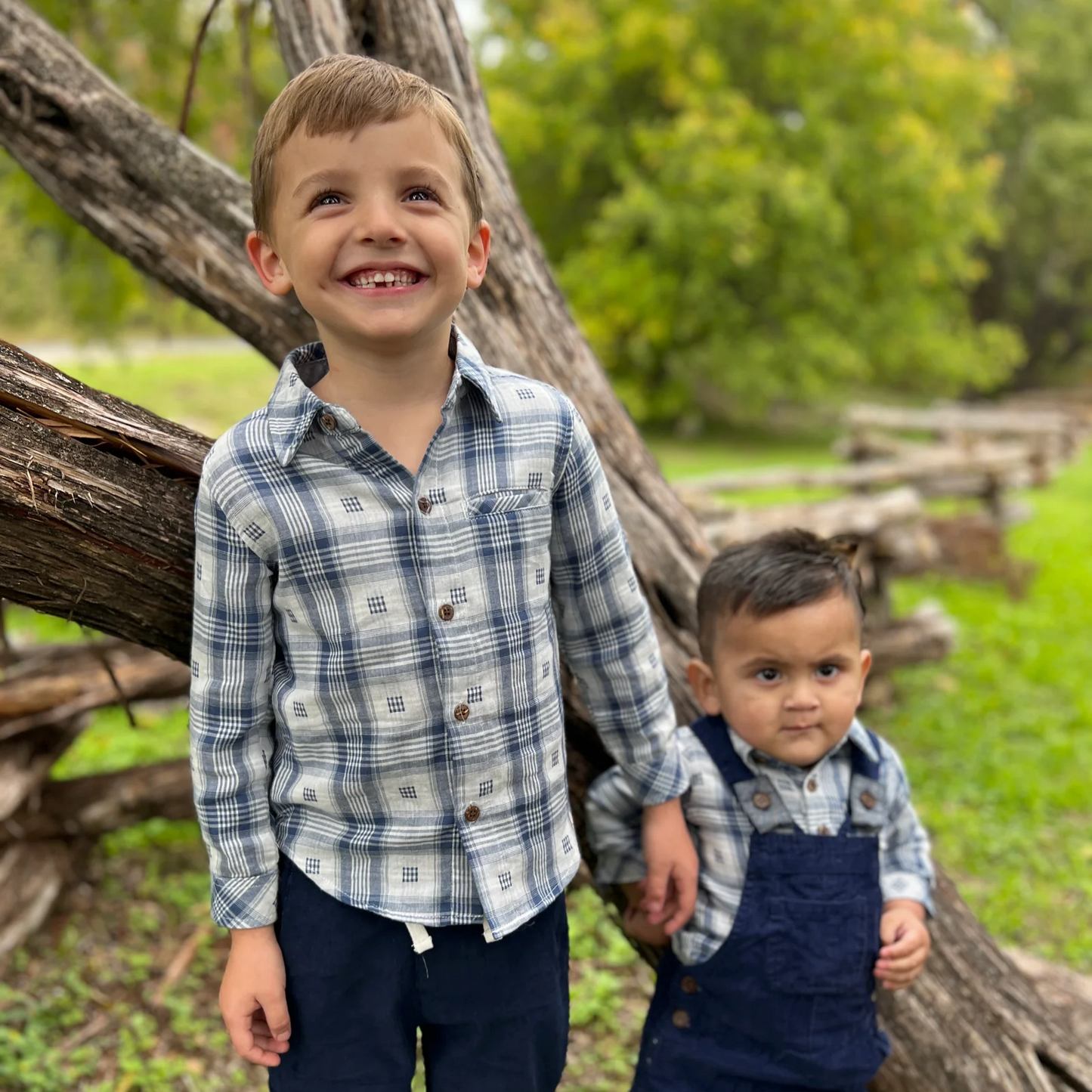 Blue Plaid Jasper Shirt Onesie