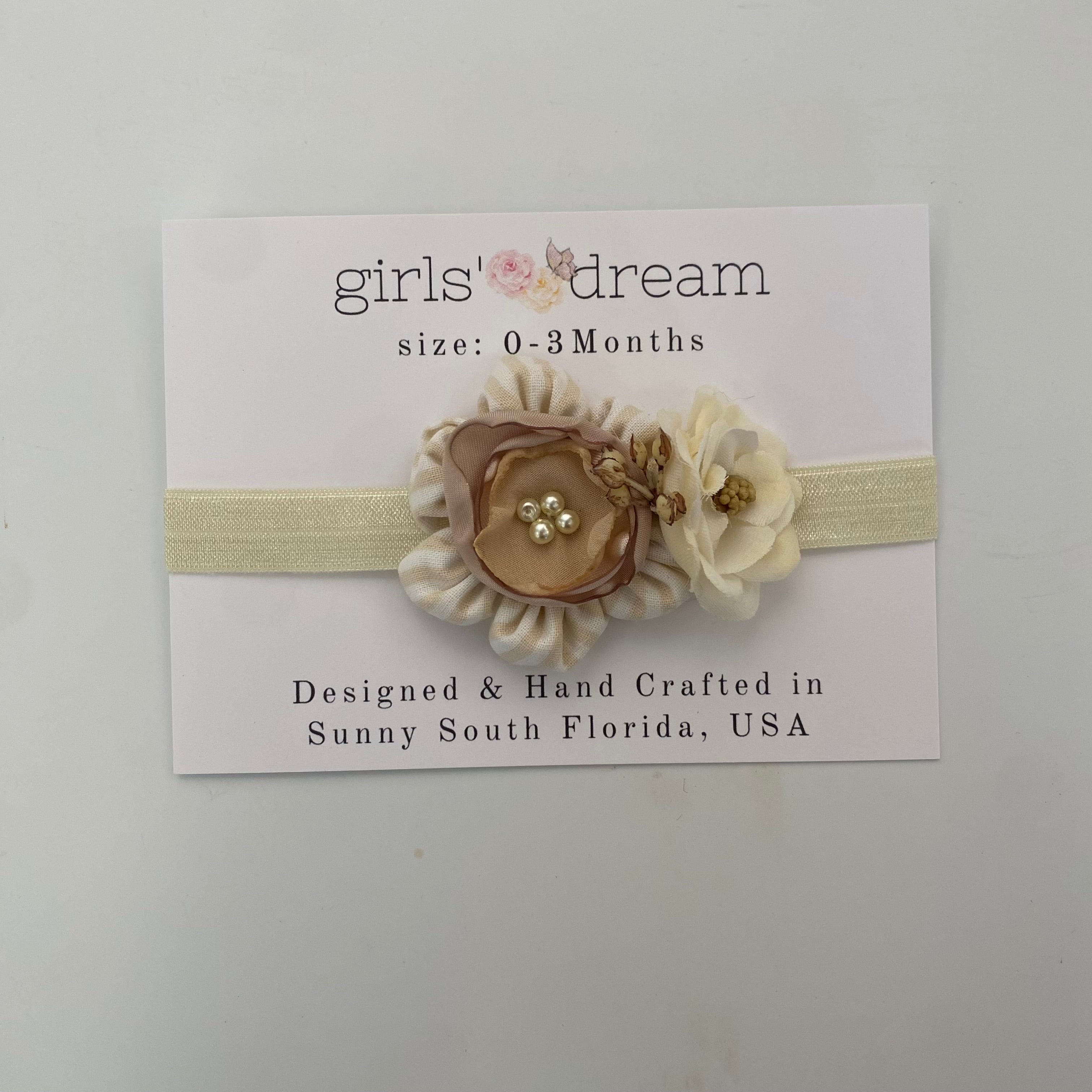 Cream Brown Pearl Duo Headband