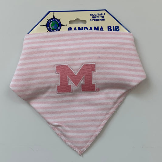 Pink White Stripe Michigan Bandana Bib