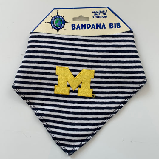 Navy White Stripe Michigan Bandana Bib