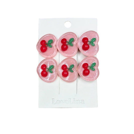 3 Heart Cherry Hair Clip Set