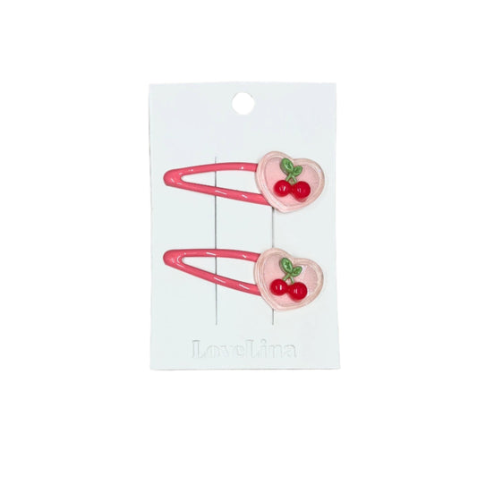 Cherry Heart Hair Clip Set