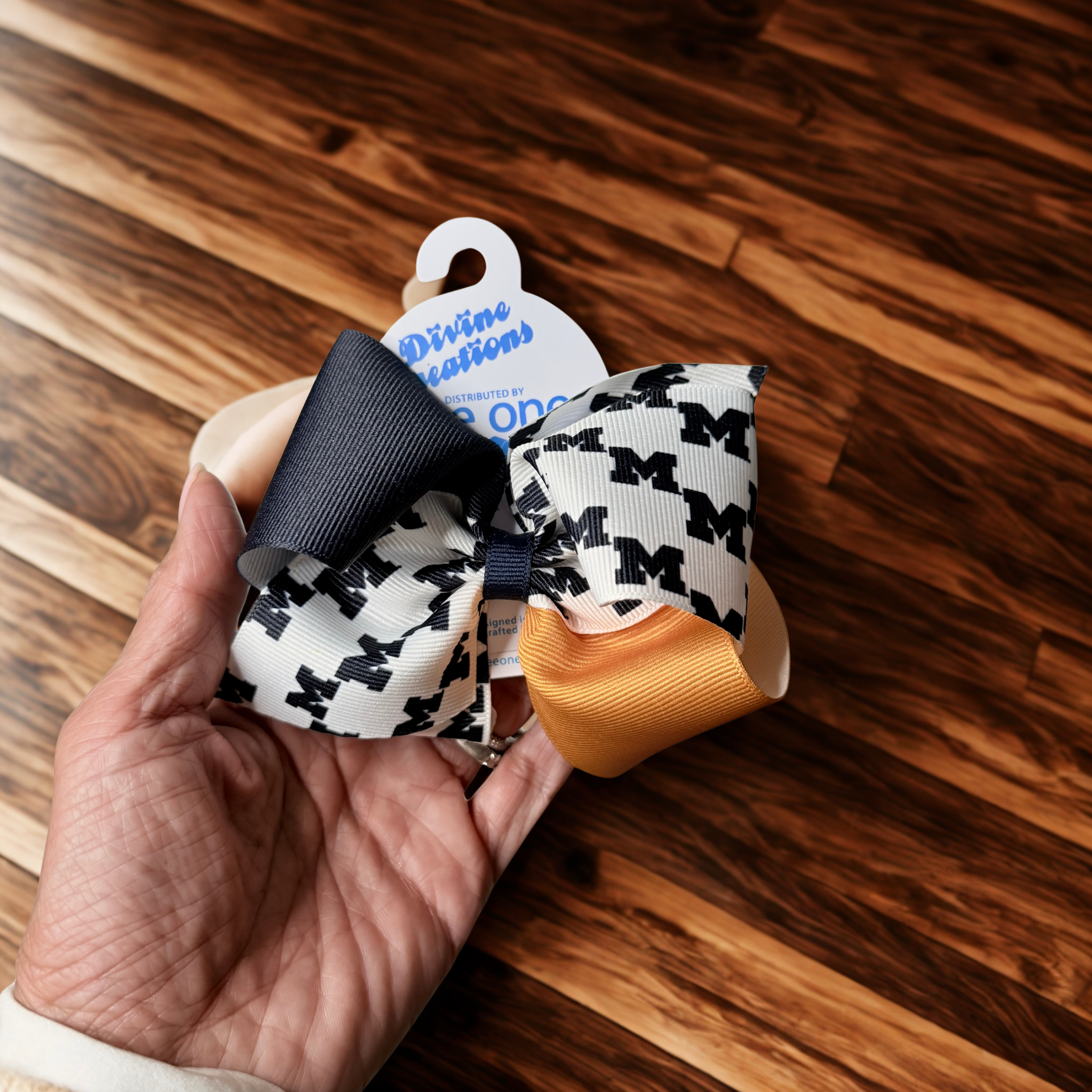 Michigan Color Block Print Bow