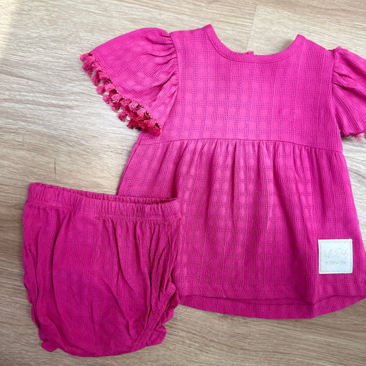 Hot Pink Woven Blouse and Bloomer Set