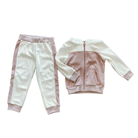 Blush White Velour Track Suit