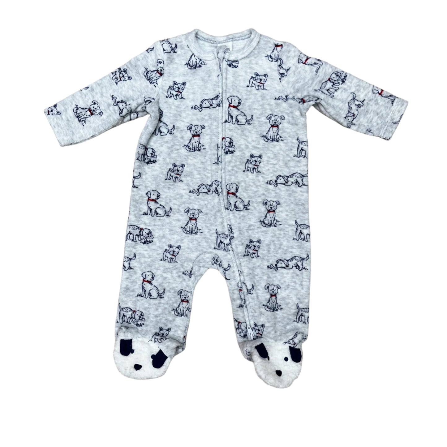 Gray Velour Puppy Footie