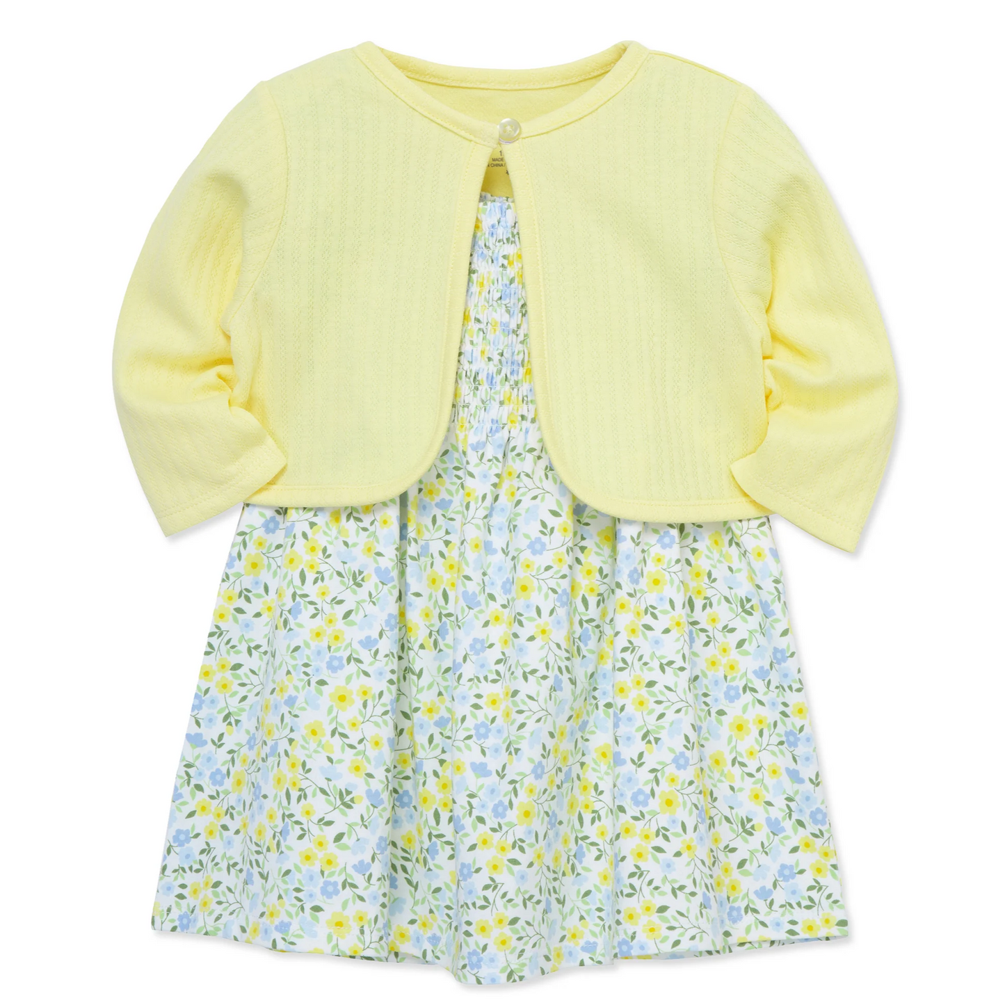 Yellow Ditsy Floral Knit Dress Set