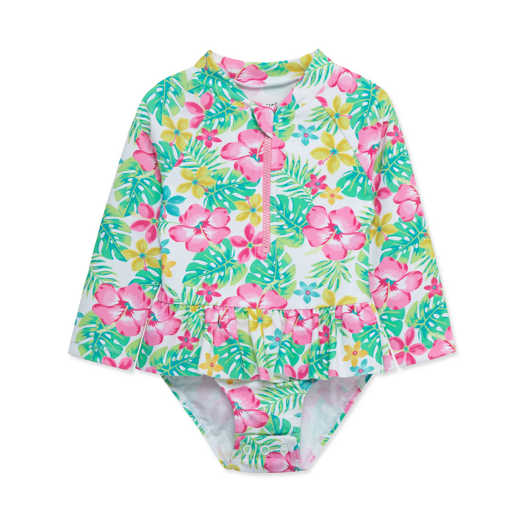 Tropical One Piece Rash Guard Swimsuit (Baby)
