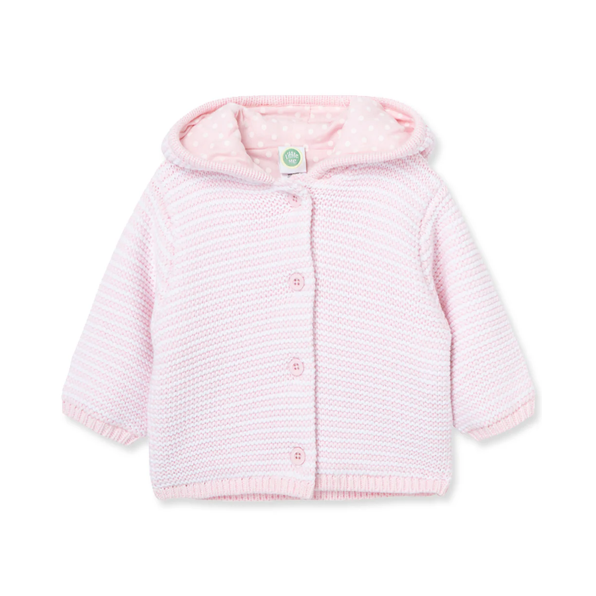 Little Me Pink Knit Button Cardigan