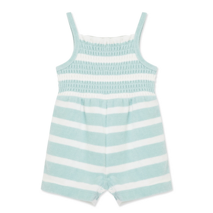 Aqua Striped French Terry Romper