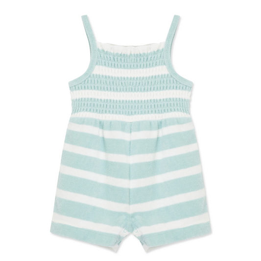 Aqua Striped French Terry Romper