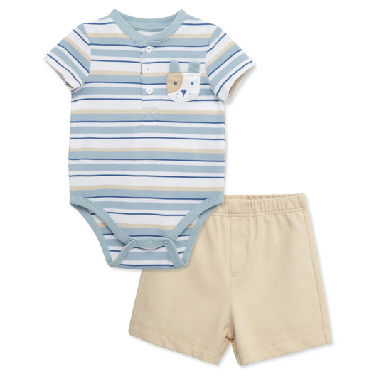 Striped Puppy Short Set