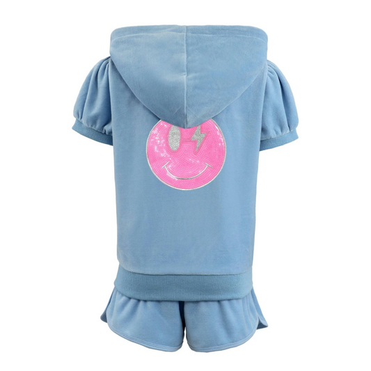 Velour Emoji Patch Short Set