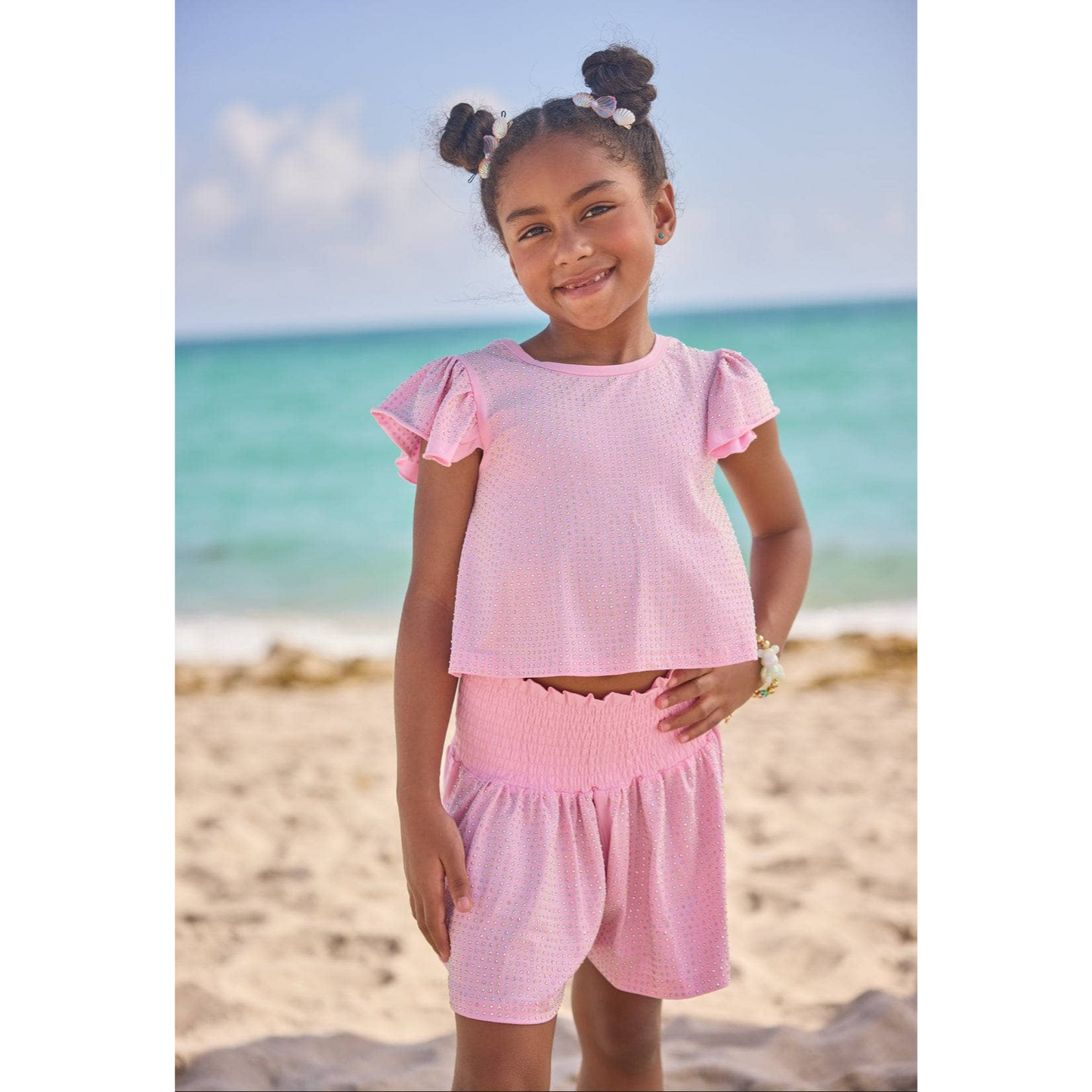 Pink Crystal Ruffle Short