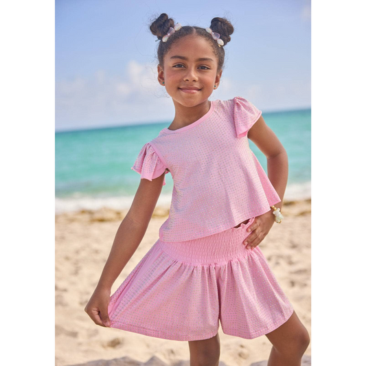 Pink Crystal Ruffle Short