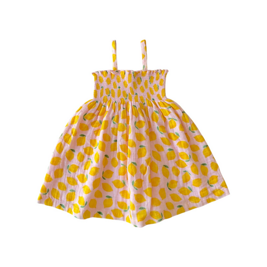 Lemon Sorbet Smocked Muslin Dress