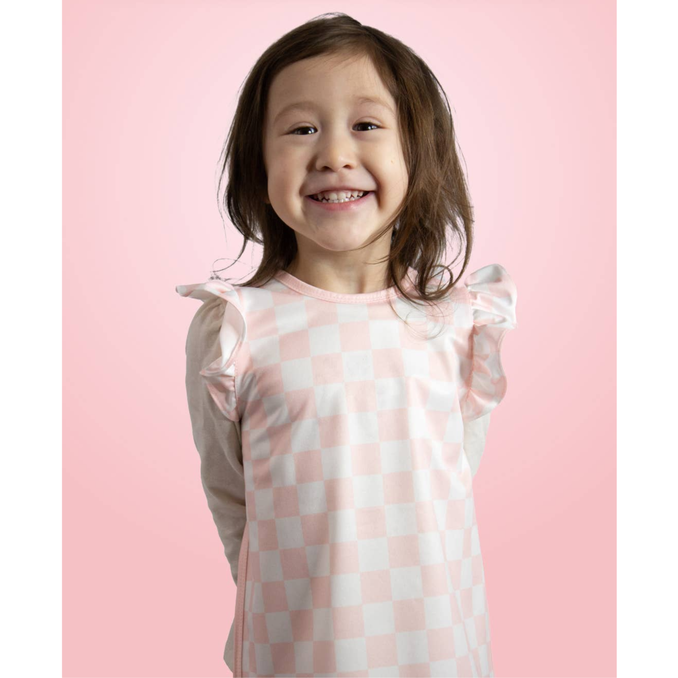 Pretty Pink Checkerboard Flutter Bapron