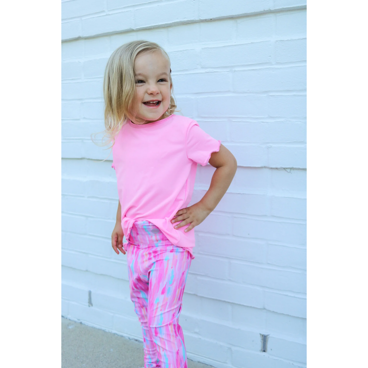 Bubblegum Short  Sleeve Lettuce Top
