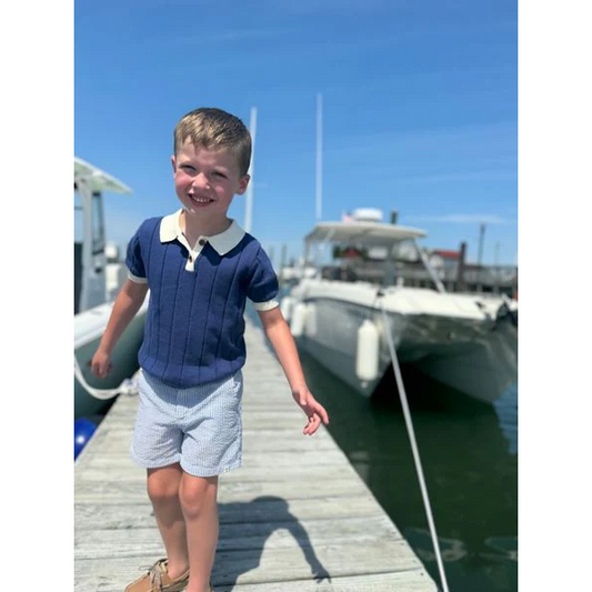 Navy Ollie Knitted Polo