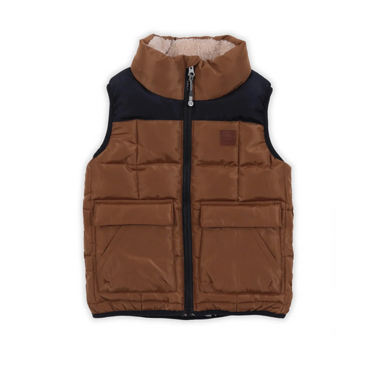 Navy Tan Quilted Vest