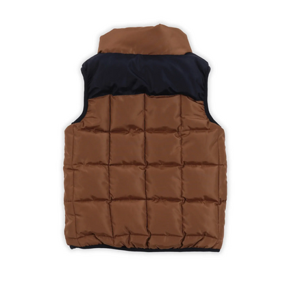 Navy Tan Quilted Vest