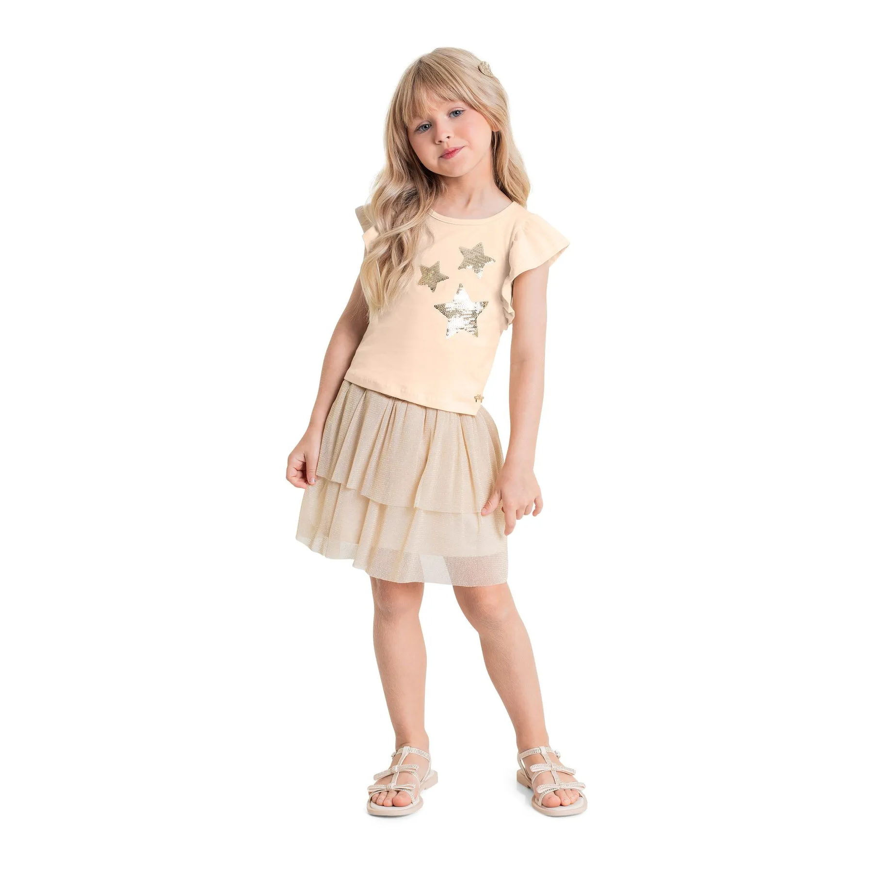 Shimmer Stars Flutter Sleeve Top