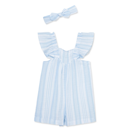 Sky Blue Muslin Stripe Romper (Baby)