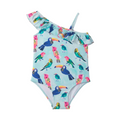 Tropical Birds Ruffle Trim Swimsuit