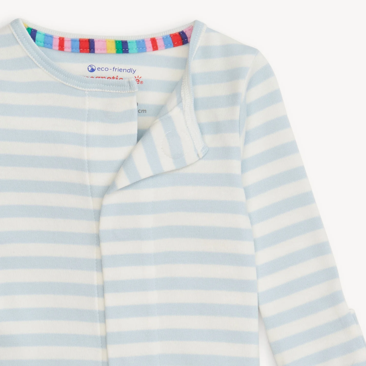 Blue Stripe Embroidered Organic Cotton Coverall