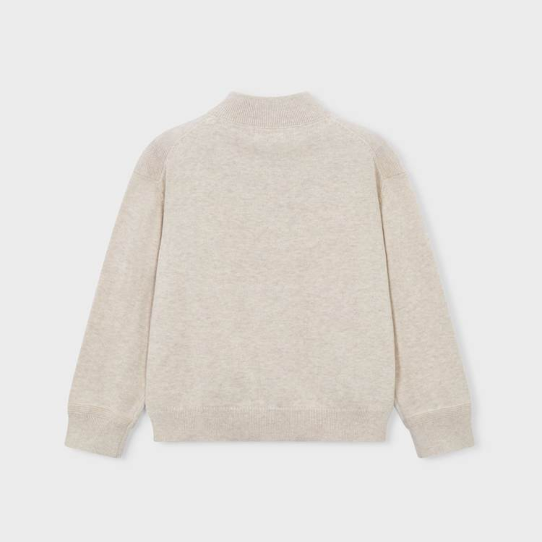 Oatmeal Zip Cardigan Sweater