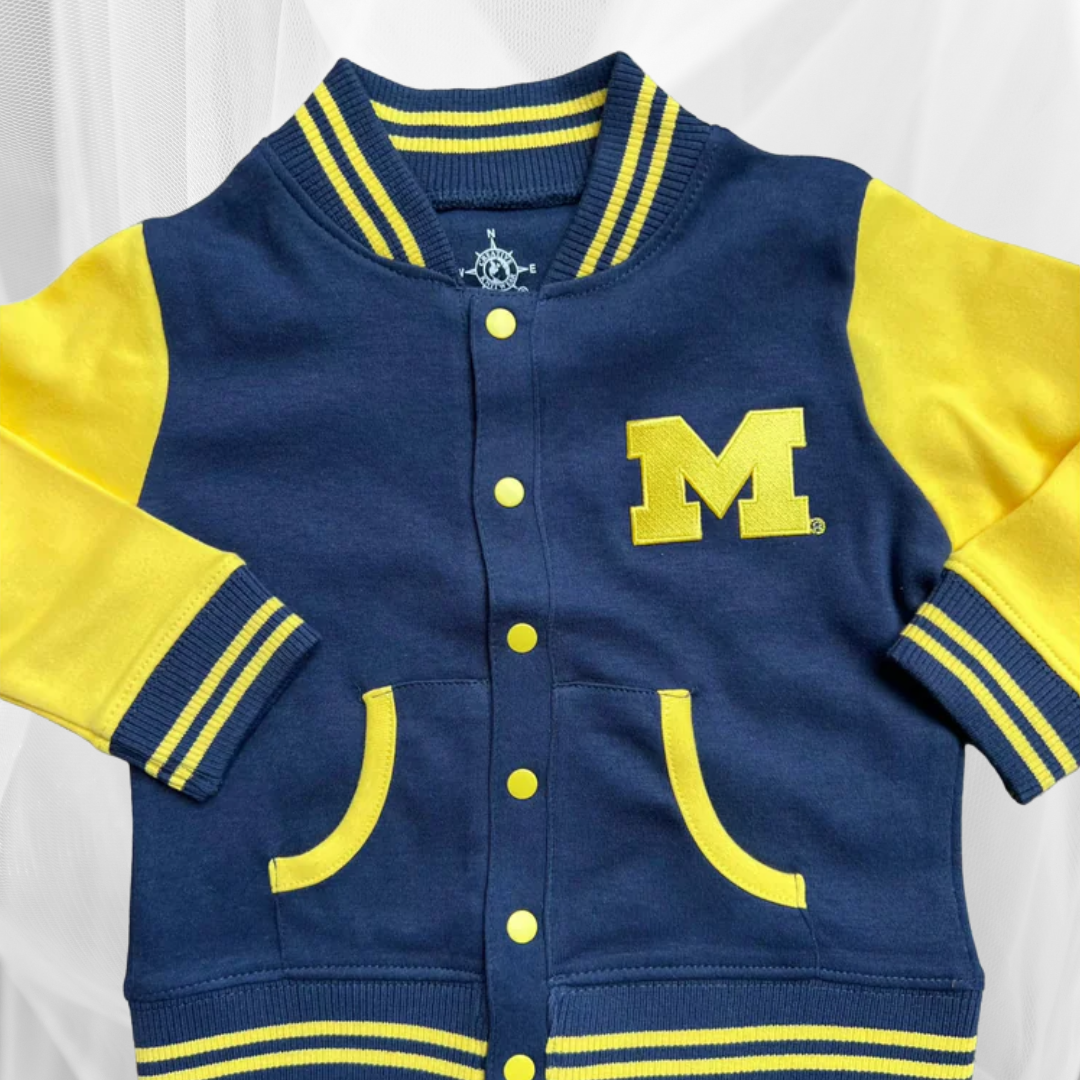Michigan Navy Yellow Varsity Jacket (Kids)