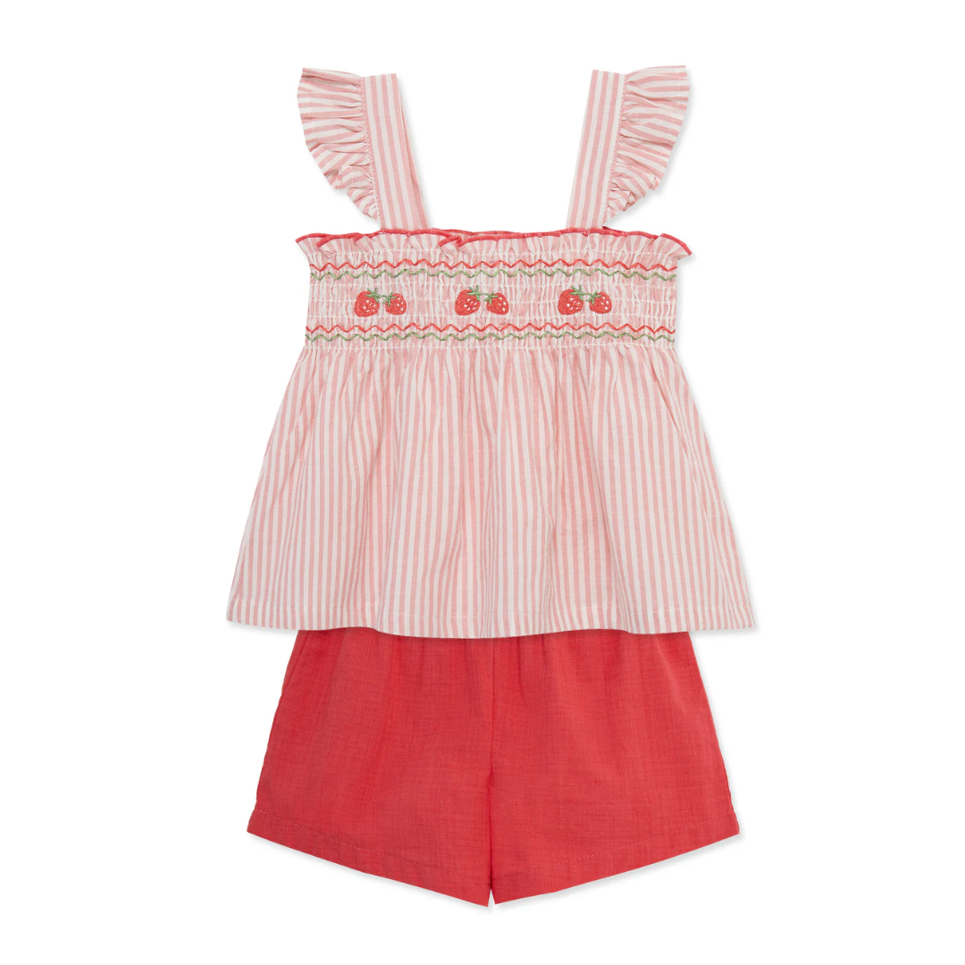 Strawberry Flutter Woven Baby Set