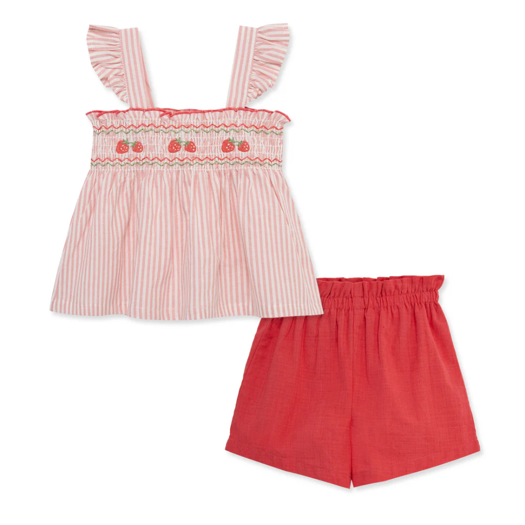 Strawberry Flutter Woven Baby Set
