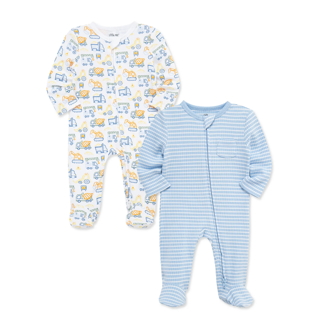 Blue Construction Vehicles Footie