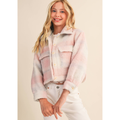 Cropped Jacket in Blush Plaid
