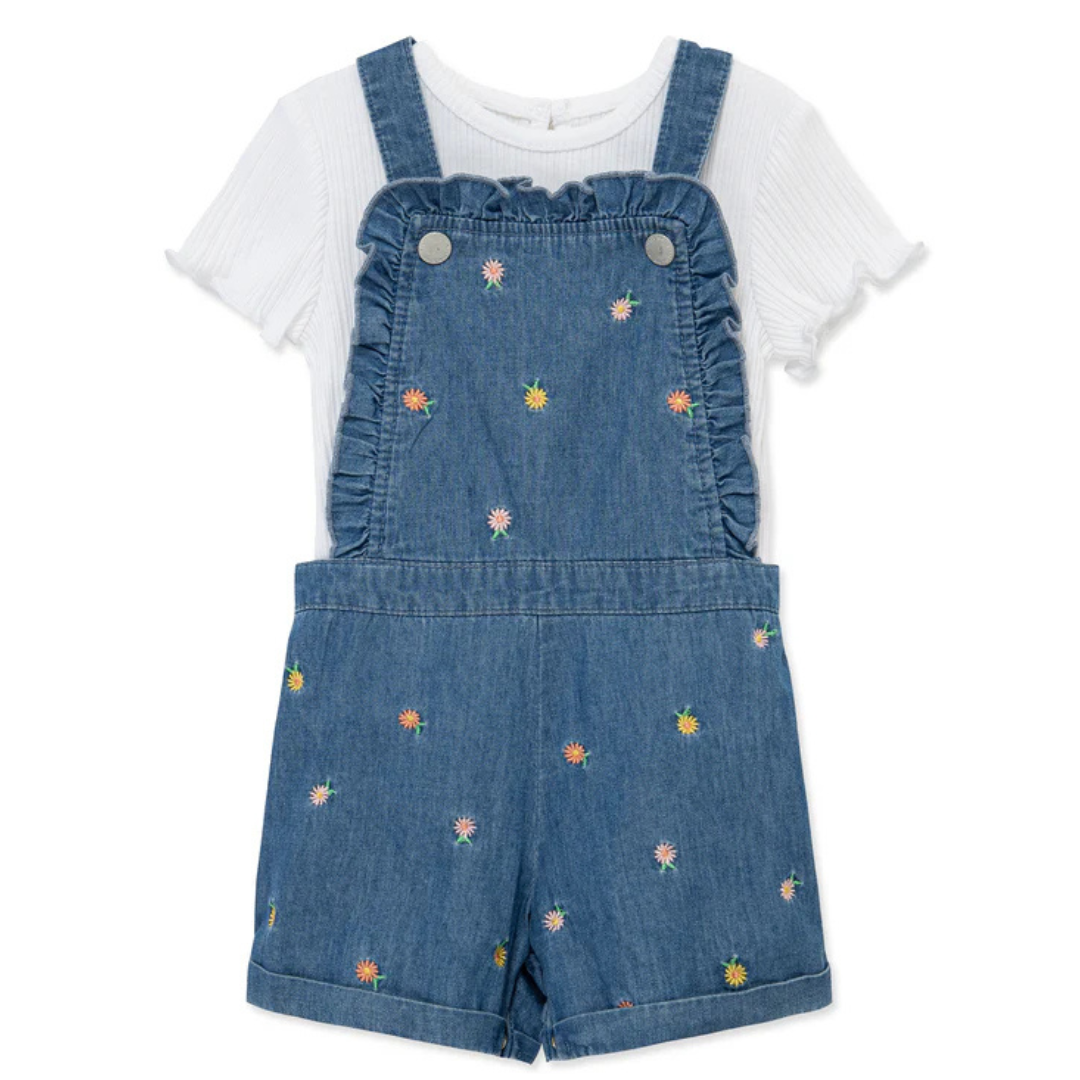 Denim Embroidered Floral Set