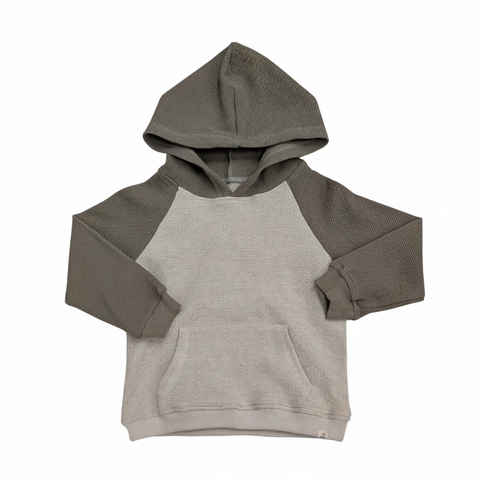Grey and Olive Waffle Hoodie