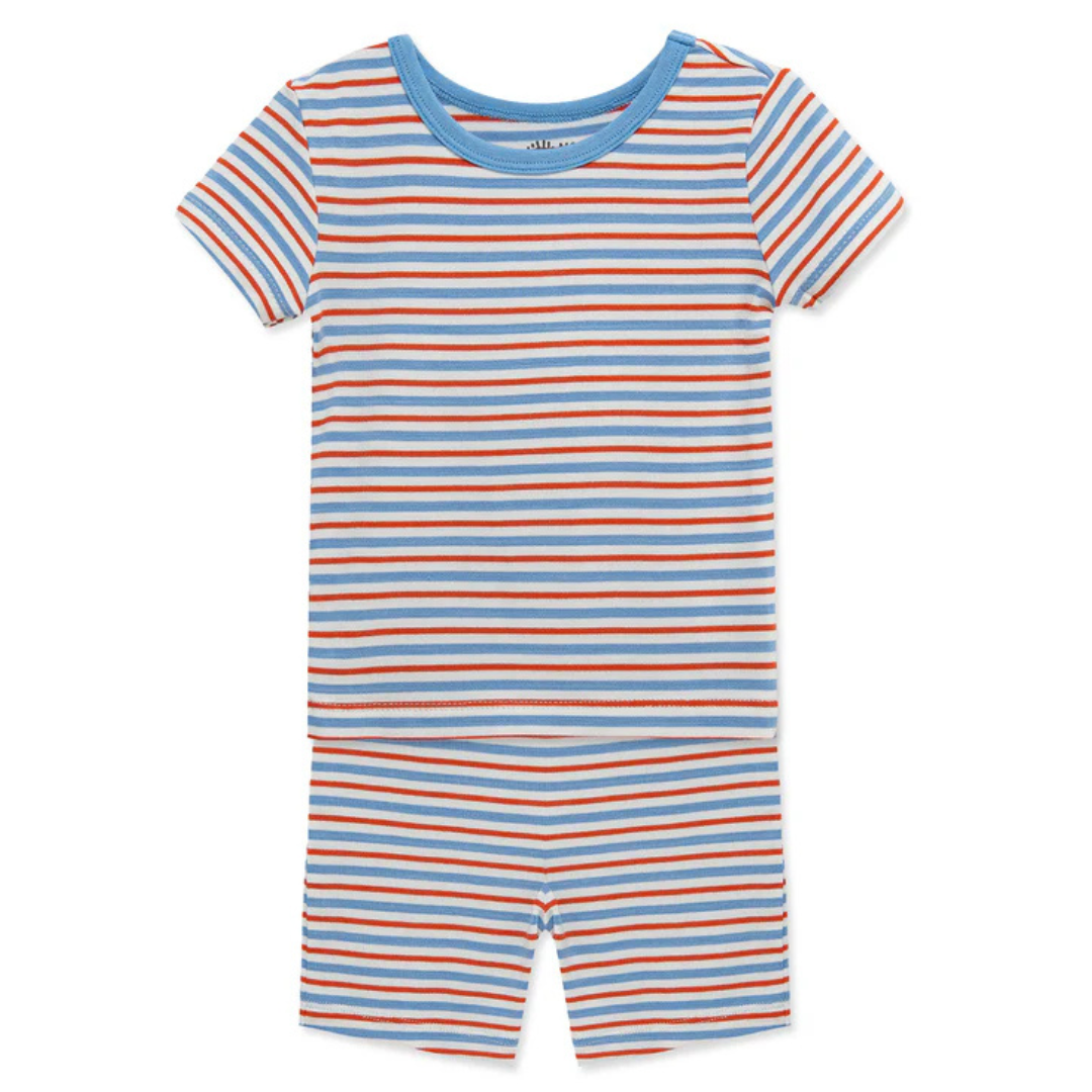 Blue Red Print Pajamas Short Sleeve Short Pant