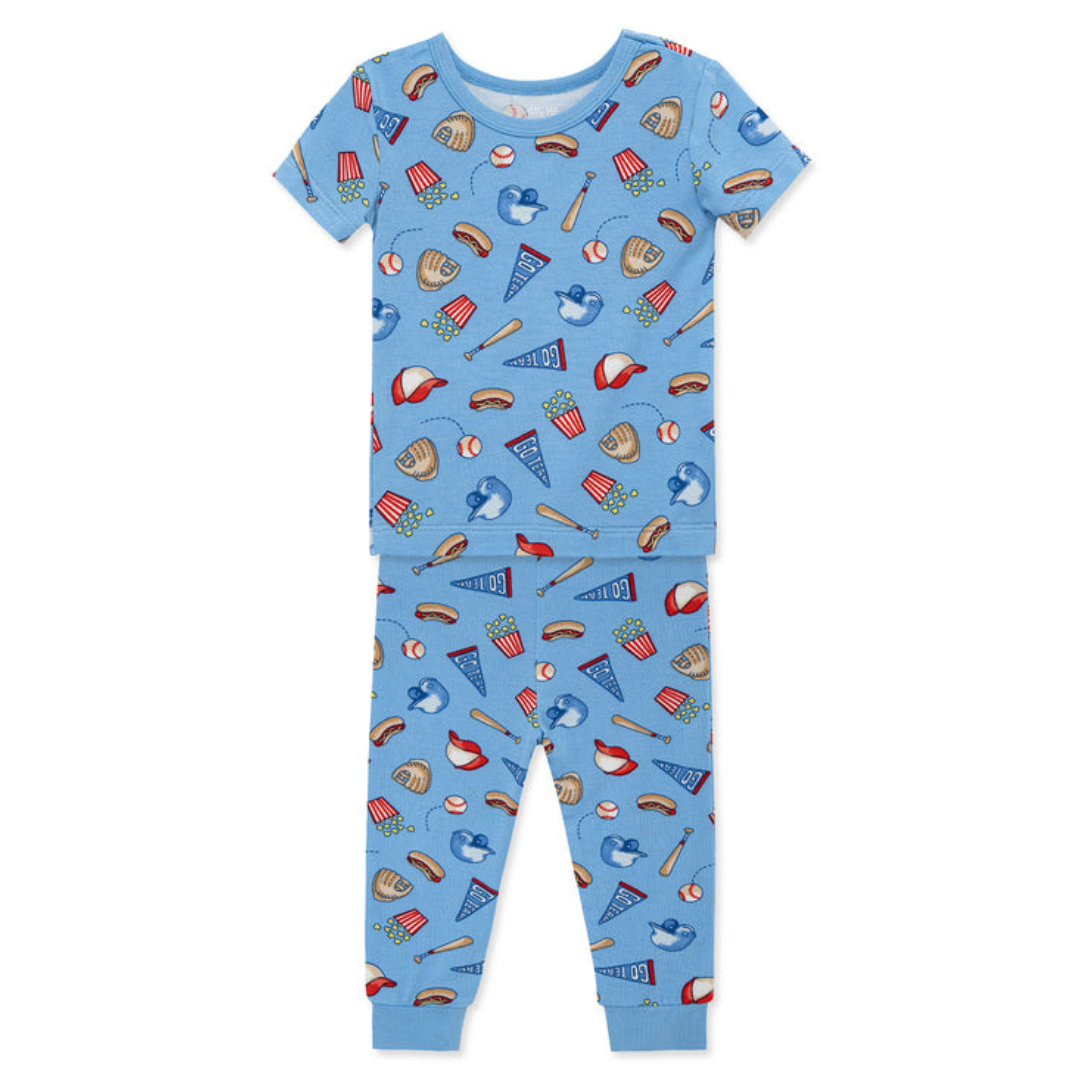 Baseball Print Boy Pajamas Short Sleeve Long Pant
