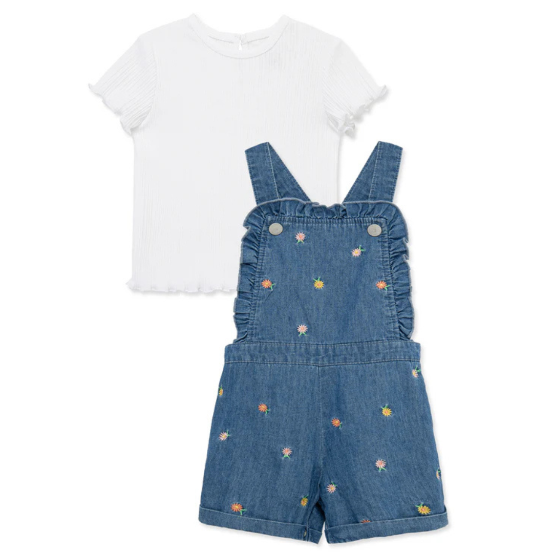 Denim Embroidered Floral Set