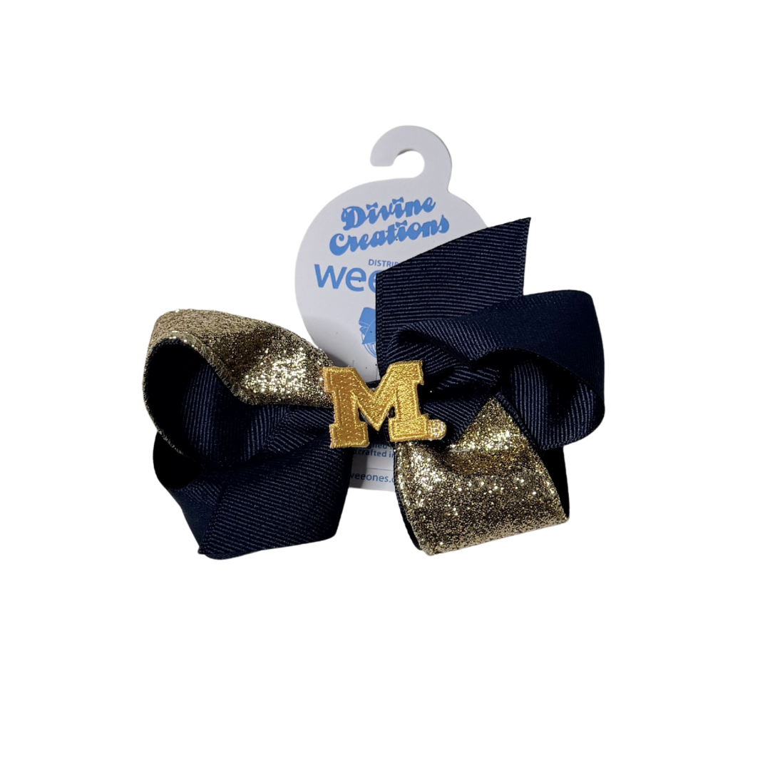 Michigan Gold Glitter Ribbon Bow