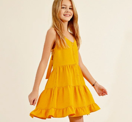 Mango Yellow Girls Woven Dress