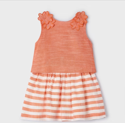 Orange Stripe Skirt Set