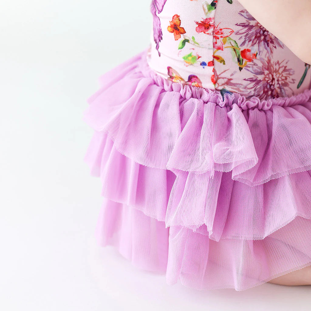 Watercolor Butterfly Tulle Bodysuit Dress
