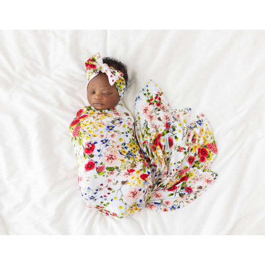 Barbara Infant Swaddle and Headwrap Set