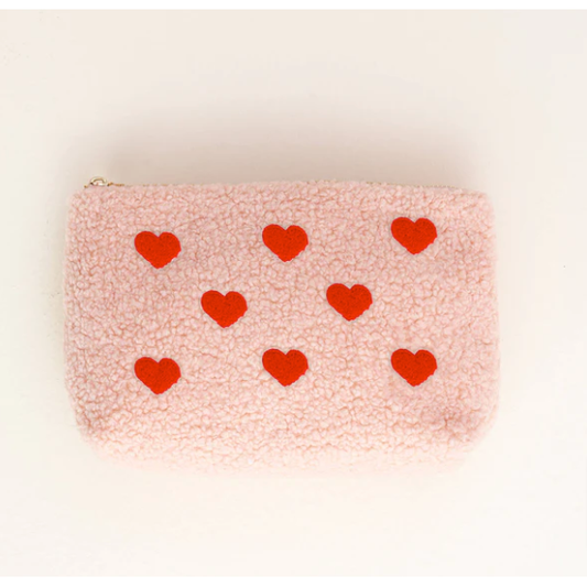 Pink Hearts Teddy Pouch - Travel