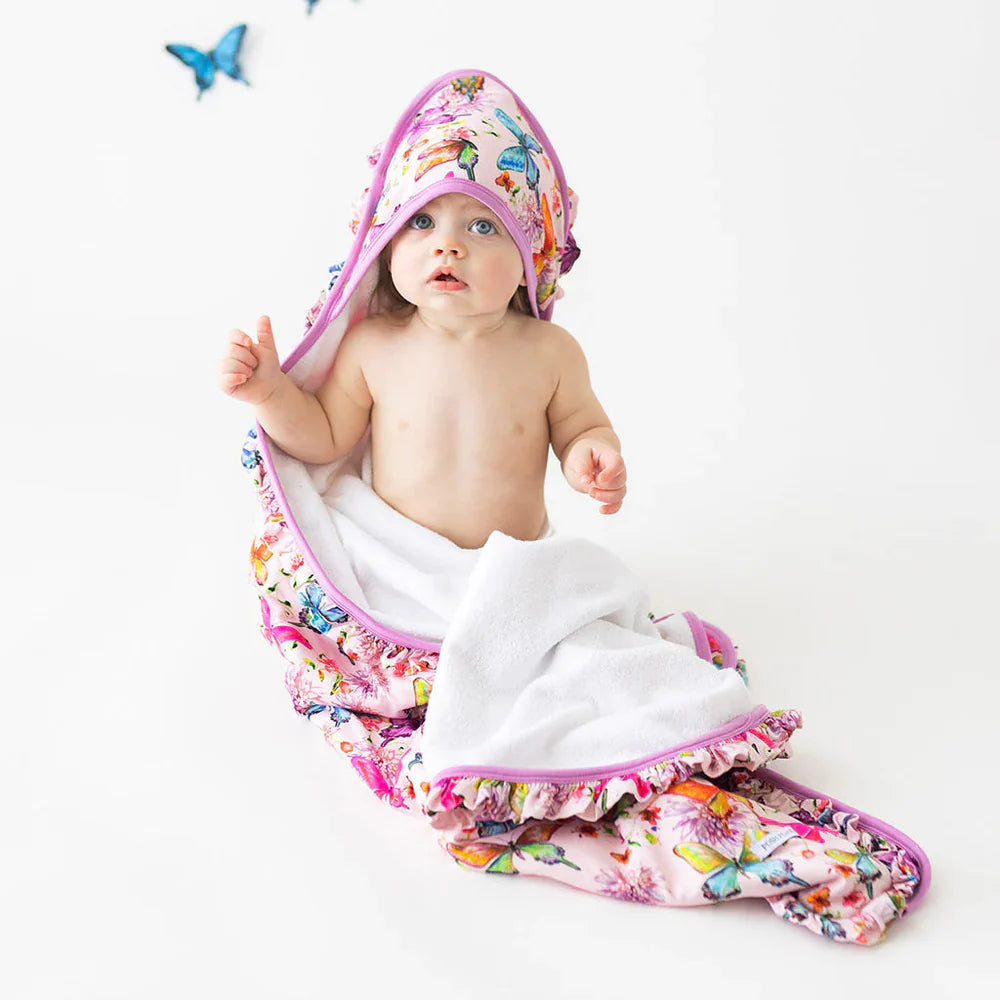 Watercolor Butterfly Hooded Towel