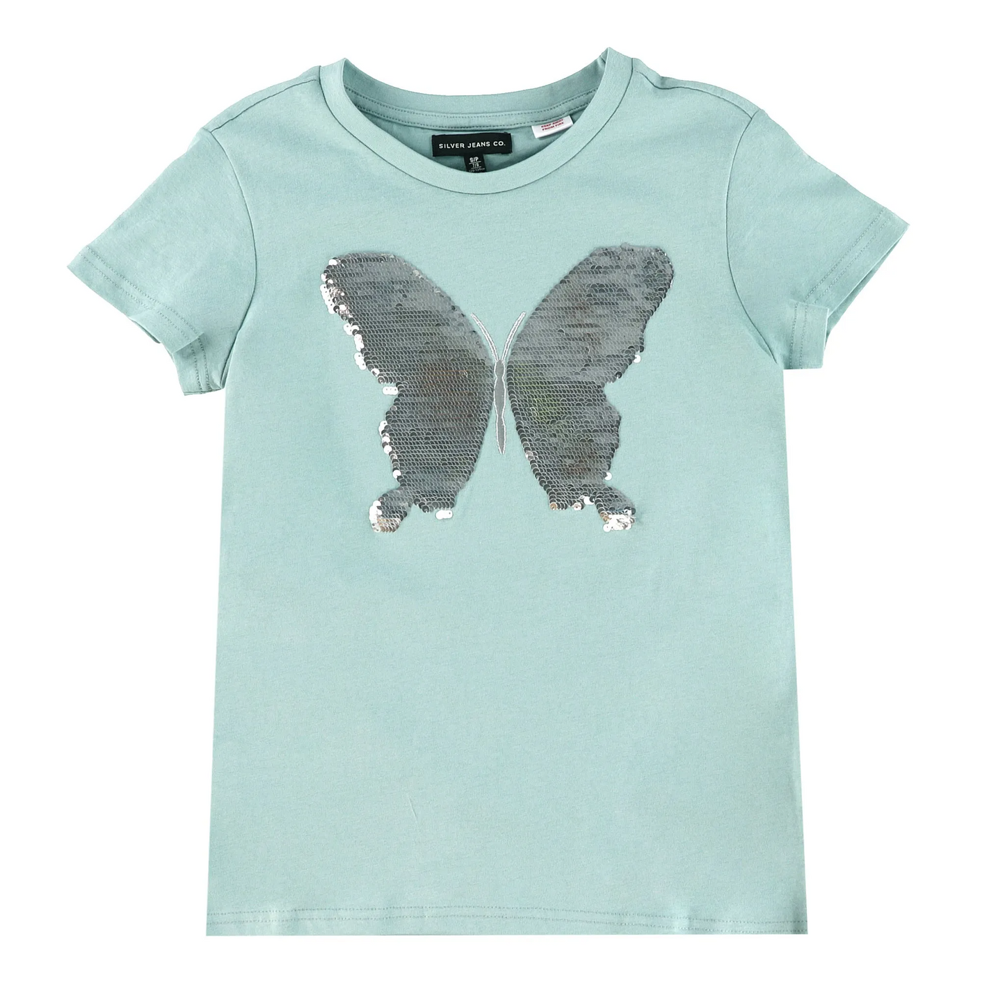 Turquoise Sequin Butterfly Shirt